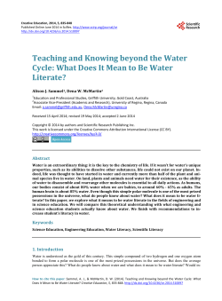 Teaching and Knowing beyond the Water Cycle: What Does It Mean