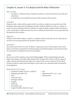 Chapter 6, Lesson 5: A Catalyst and the Rate of Reaction