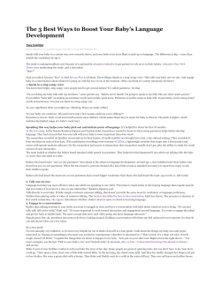 November 2014: The 3 Best Ways to Boost Your Baby`s Language