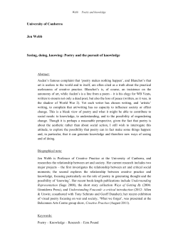 Seeing, doing, knowing: Poetry and the pursuit of