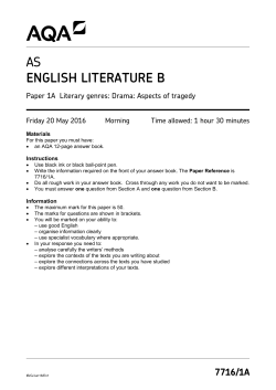 AS English Literature B Question paper Paper 1A June 2016
