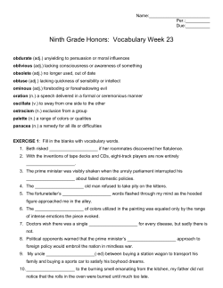 Ninth Grade Honors: Vocabulary Week 23