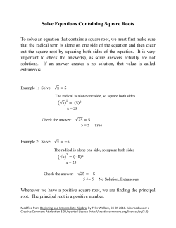 Solve Equations Containing Square Roots