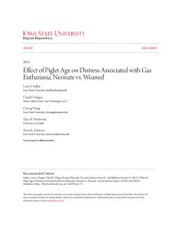 Effect of Piglet Age on Distress Associated with Gas Euthanasia