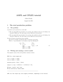 AMPL and CPLEX tutorial