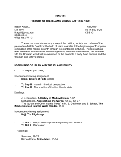 HINE 114 HISTORY OF THE ISLAMIC MIDDLE EAST (600