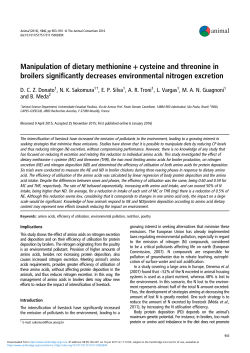 Manipulation of dietary methionine+cysteine and threonine in