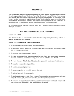 PREAMBLE ARTICLE I –SHORT TITLE AND PURPOSE