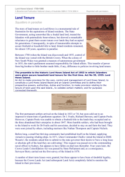 Land Tenure - Lord Howe Island