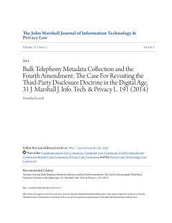 Bulk Telephony Metadata Collection and the Fourth Amendment
