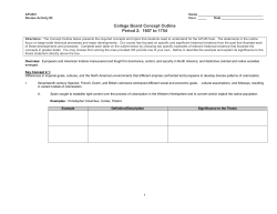 College Board Concept Outline Period 2: 1607 to 1754