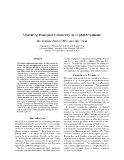 Measuring Biological Complexity in Digital Organisms