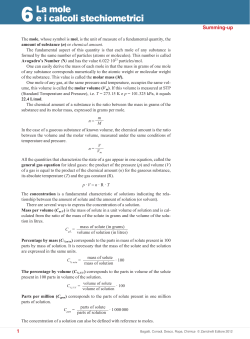 La mole ei calcoli stechiometrici