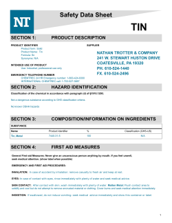 Tin SDS - Nathan Trotter