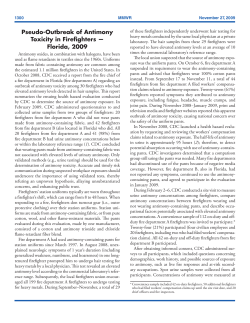 Pseudo-Outbreak of Antimony Toxicity in Firefighters