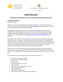 NEWS RELEASE - Greater Victoria Coalition to End Homelessness