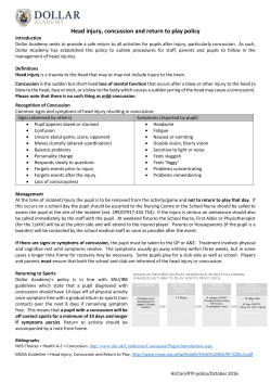 Head injury, concussion and return to play policy