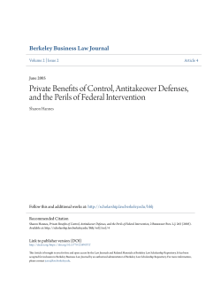 Private Benefits of Control, Antitakeover Defenses, and the Perils of
