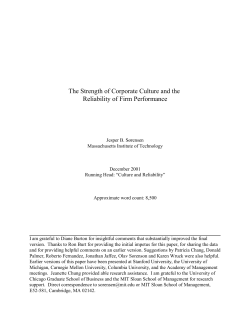 The Strength of Corporate Culture and the Reliability of Firm