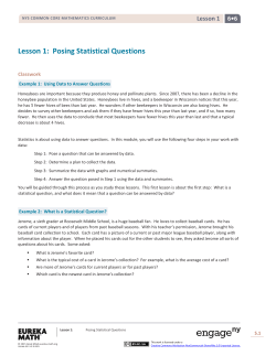 Lesson 1: Posing Statistical Questions