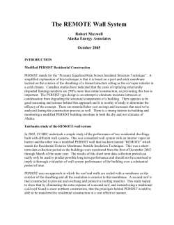 The REMOTE Wall System - the Cold Climate Housing Research
