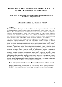 Religion and Armed Conflict in Sub