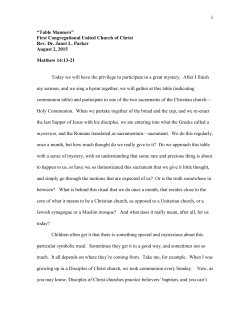 Table Manners - First Congregational United Church of Christ Salem