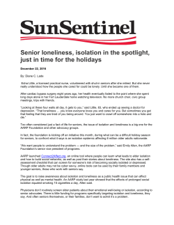 Senior loneliness, isolation in the spotlight, just in time for the holidays