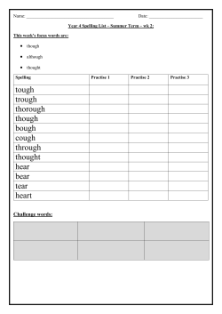 tough trough thorough though bough cough through thought hear