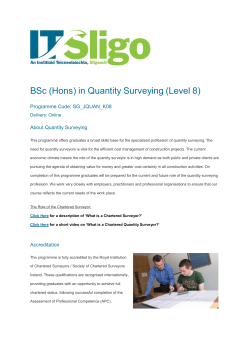 BSc (Hons) in Quantity Surveying (Level 8)