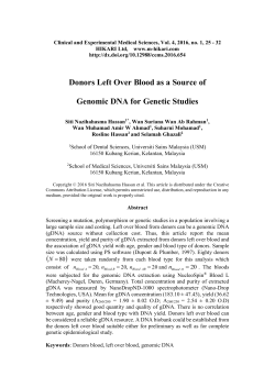 Donors left over blood as a source of genomic DNA for genetic studies