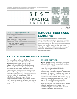 SCHOOL climate AND LEARNING - University Outreach and