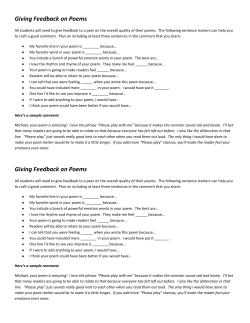 Giving Feedback on Poems Giving Feedback on