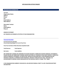 Tax ID #: Organization Name Address Phone: Fax: Email Address