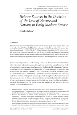 Hebrew Sources in the Doctrine of the Law of