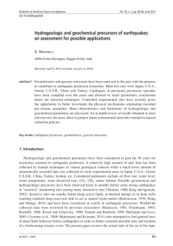 Hydrogeologic and geochemical precursors of earthquakes: an