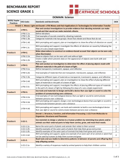 BENCHMARK REPORT SCIENCE GRADE 1
