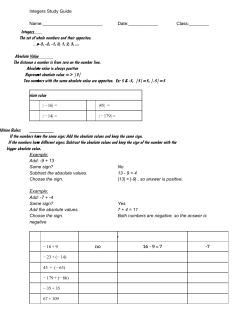 Integers The set of whole numbers and their opposites