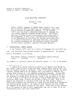 Studies in African Linguistics Volume 14, Number 3, December