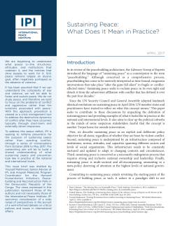 Sustaining Peace: What Does It Mean in Practice?