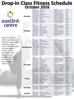 Drop-In Class Fitness Schedule