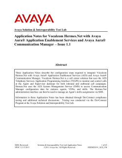 Application Notes for Vocalcom Hermes.Net with Avaya Aura