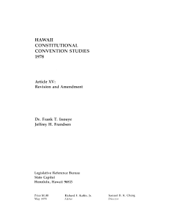 HAWAII CONSTITUTIONAL STUDIES 1978