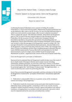 Cultures make Europe Historic Speech to Europe