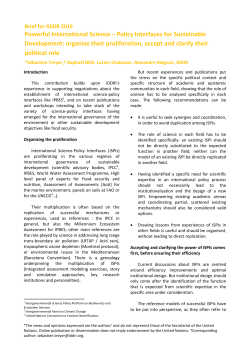 Powerful International Science &ndash; Policy Interfaces for Sustainable