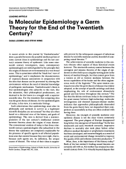 Is Molecular Epidemiology a Germ Theory for the End of the