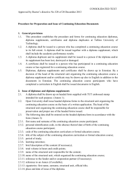 Procedure for Preparation and Issue of Continuing Education