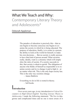 What We Teach and Why: Contemporary Literary Theory and
