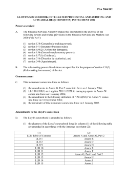 2004/102: Lloyd`s Sourcebook (Integrated Prudential And Auditing