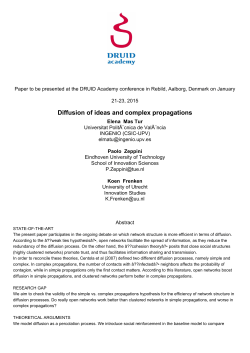Diffusion of ideas and complex propagations